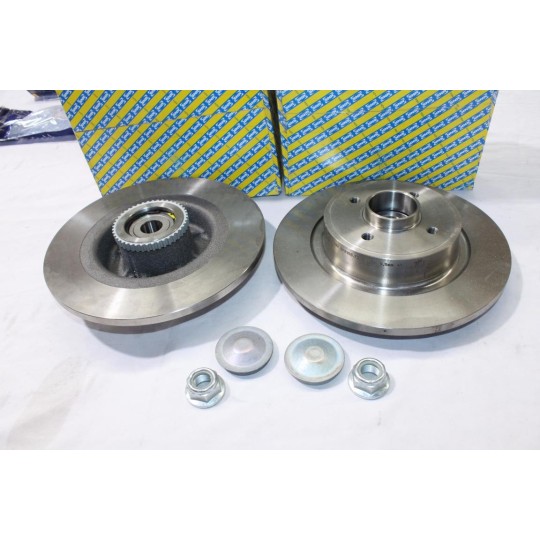 Jeu 2 disques de frein arriere plein 274mm diametre avec roulement de roue bague ABS SNR KF155.73U pour renault megane 1 dont 