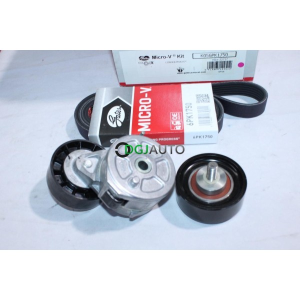 Kit courroie accessoire 6PK1750 + galet tendeur + enrouleur Gates K056PK1750 pour citroen C5 peugeot 406 2.2HDI 2.2 HDI diesel 