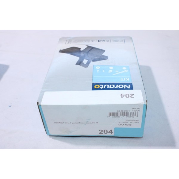 Kit pieds fixation barres de toit Norauto N°204 pour renault clio 3 III 5 portes de 2005 à 2014 