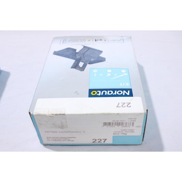 Kit pieds fixation barres de toit Norauto N°227 pour fiat panda 3 III 5 portes partir de 2012 
