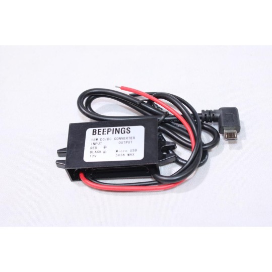 Convertisseur de tension 12V-5V 3A micro USB coudé IP67 Beepings CVCDE12V pour tracker GPS moto scooter voiture 