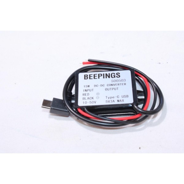 Convertisseur de tension 10V-50V USB C 5V3A 15W Beepings CVCDE50V pour tracker GPS ZEN L moto scooter voiture 
