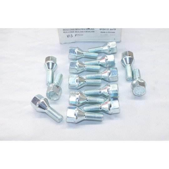 Lot 15 boulons de roue M12x1.5x26 SW19 fixation jante Norauto 320369* 