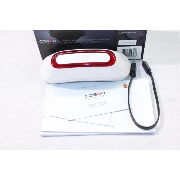 Cosmo connected blanc brillant Cosmo CM0102001FR CM-01-02-001-FR 3770009043038 pour feu de freinage connecté casque moto velo 