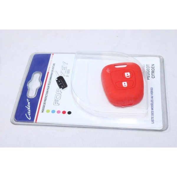 Housse coque de clé télécommande rouge 2 boutons Cadox 790003R S-PSA20S pour citroen peugeot 