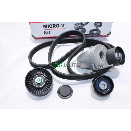 Kit courroie accessoire 6PK1698 + galets tendeur + 2 enrouleurs Gates K036DPK1698 pour BMW serie 1 3 E81 E82 E87 E88 E90 E91