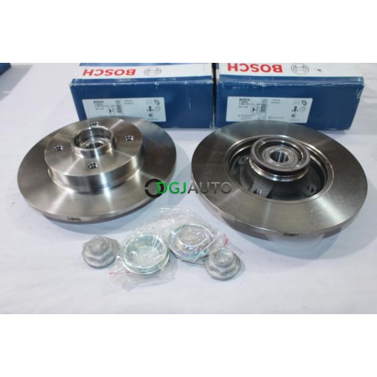 Lot 2 disques de frein arriere plein 249mm diametre avec roulement de roue bague ABS Bosch BD1128 0986479279 pour citroen C4