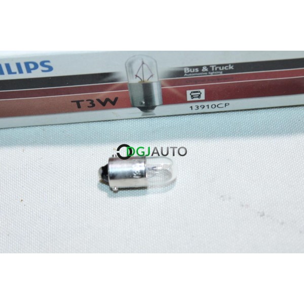 Boite 10 ampoules de phare projecteur T3W 24V 3W BA9s Philips 13910CP 21955828 pour poids lourd tracteur engin agricole BTP