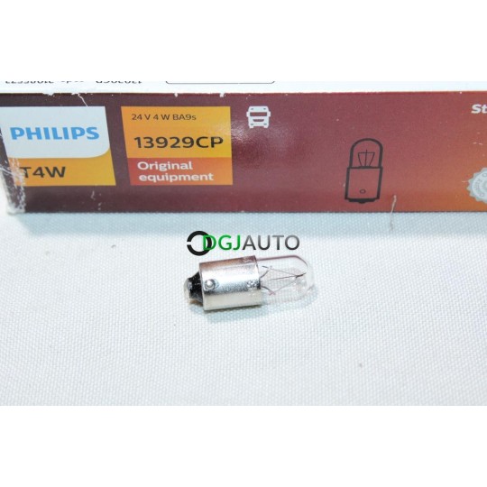 Boite de 10 ampoules de phare 24V 4W BA9s T4W Philips 13929CP 21985573 pour poids lourd tracteur engin agricole BTP