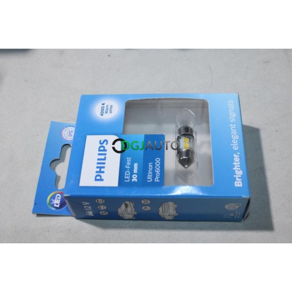 Ampoule navette 30mm C5W LED 4000K ultinon pro6000 lampe eclairage Philips 11860WU60X1 01524230 pour fiat lancia alfa romeo