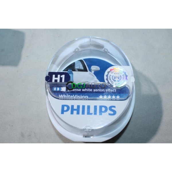 Boite 2 ampoules de phare projecteur H1 whitevision effet xenon Philips 12258WVUSM pour fiat lancia alfa romeo renault peugeot