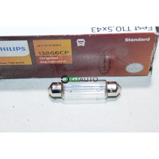 Boite 10 ampoules navette lampe eclairage plafonnier 24V 10W SV8.5 T10.5x43 Philips 13866CP pour poids lourd tracteur engin