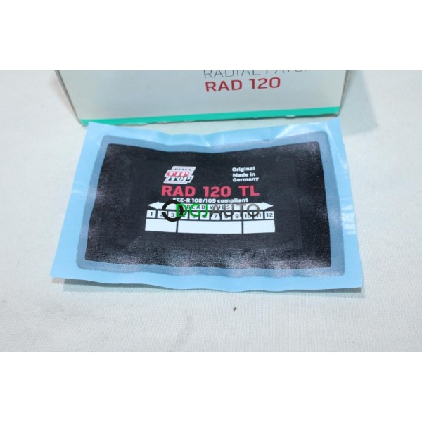 Boite de 10 emplatres rustines RAD 120 TL 125x80mm Tip Top 5021207 pour reparation de pneu tracteur tondeuse