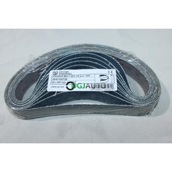 Lot 10 bandes de poncage 25x457mm GR40 grit Chicago Pneumatic 8940169729
