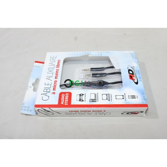 Cable auxiliaire à micro mains libres audio stereo RDInnovation Auxphone pour autoradio ordinateur telephone MP3