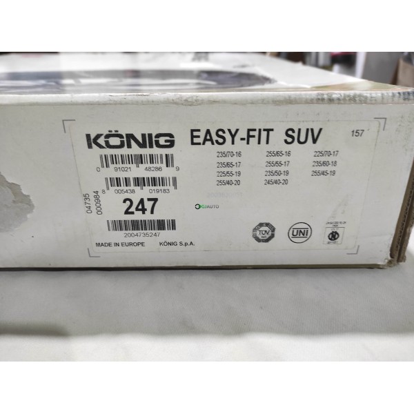 Jeu 2 chaines neige Konig N°247 easy fit SUV pour pneu roue jante 235/70/16 255/65/16 225/70/17 235/65/17 255/55/17 235/60/18