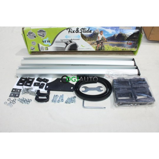 Jeu 2 barres de toit aluminium porte velo porte ski Green Valley Fix & Slide 150028