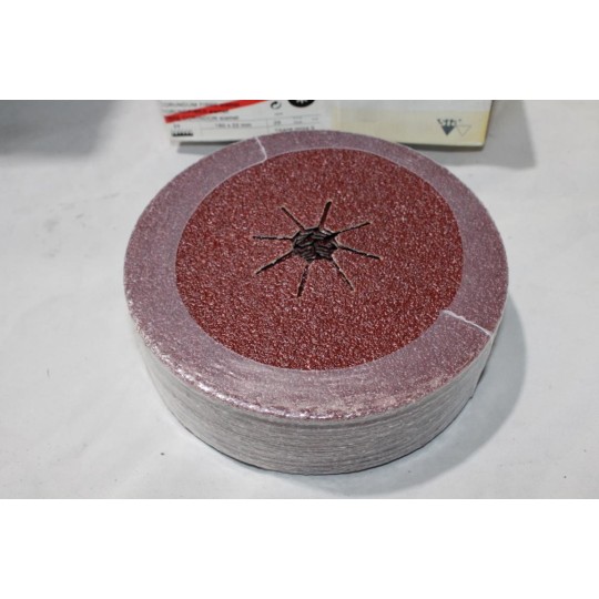 Boite 25 disques abrasifs poncage fibre corindon 180x22mm diametre P24 SIA Blue Line T6408.0024.5 