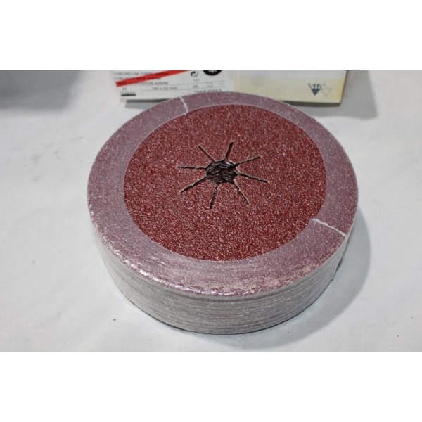 Boite 25 disques abrasifs poncage fibre corindon 180x22mm diametre P24 SIA Blue Line T6408.0024.5 