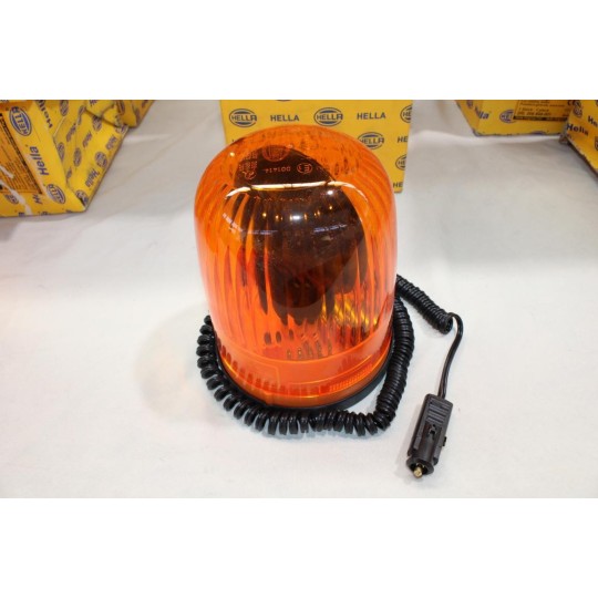 Gyrophare feu rotatif orange 24V junior sur prise allume cigare Hella 2RL007.552-011 pour tracteur poids lourd engin agricole 