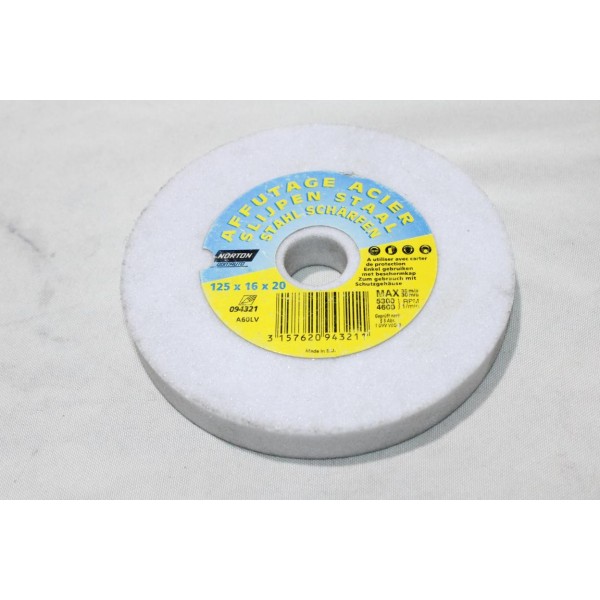 Pierre disque à affutage acier meulage 125x16x20 Norton 094321 