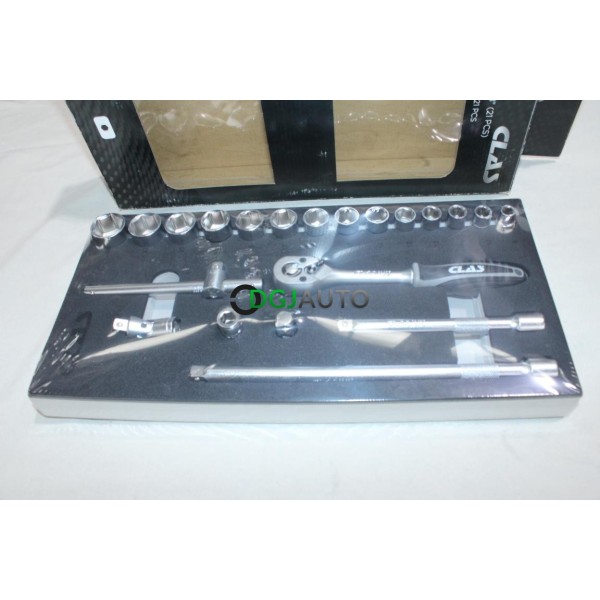 Pack insert cliquet 3/8" + 14 douilles (8-10-11-12-13-14-15-16-17-18-19-20-22-24) + 2 rallonges cardan + poignée coulissante + 