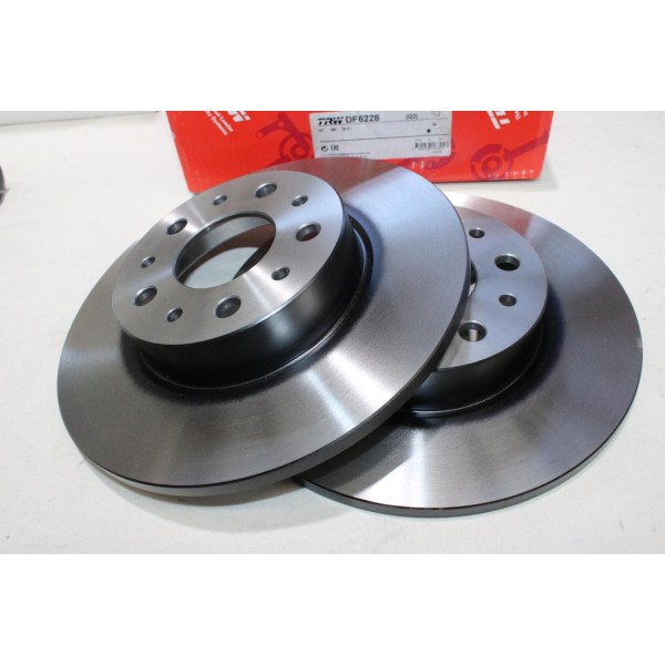 Jeu 2 disques de frein arriere plein 251mm diametre TRW DF6228 pour fiat 500L 