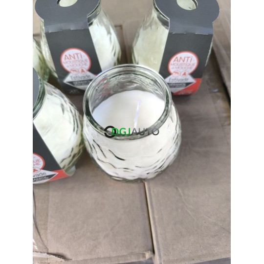 (Envoi nous consulter) 1 Palette de 540 bougies pot en verre parfumée anti moustique Estivade geraniol actif repulsif 45H de