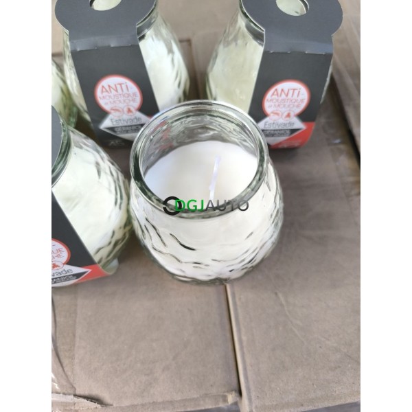 (Envoi nous consulter) 1 Palette de 540 bougies pot en verre parfumée anti moustique Estivade geraniol actif repulsif 45H de