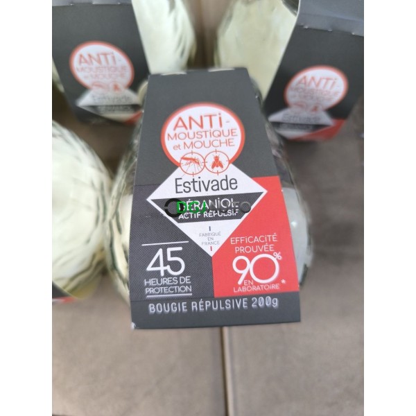 (Envoi nous consulter) 1 Palette de 540 bougies pot en verre parfumée anti moustique Estivade geraniol actif repulsif 45H de