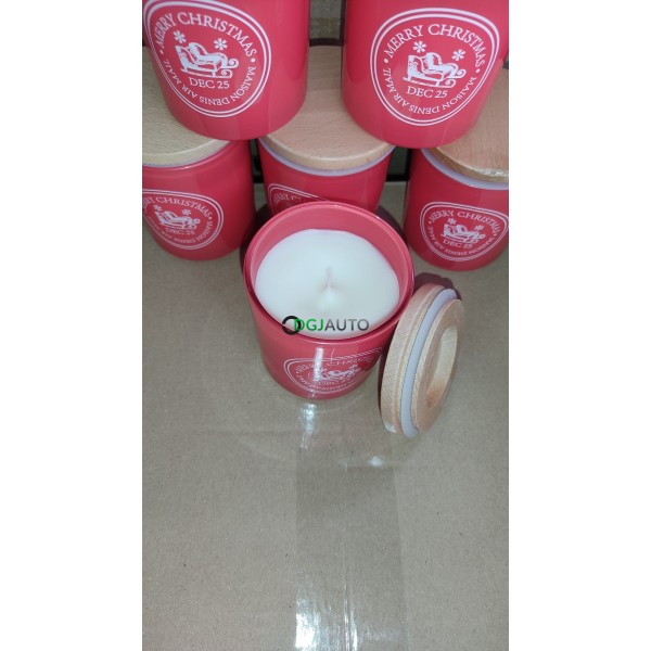 (Envoi nous consulter) 1 Palette de 564 bougies pot en verre rouge bouchon bois Merry christmas DEC 25 Noel 2025 Made in France