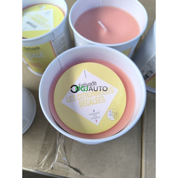 (Envoi nous consulter) 1 Palette de 750 bougies parfumées citronelle et feu de bois Estivade Cigale et BBQ Made in France