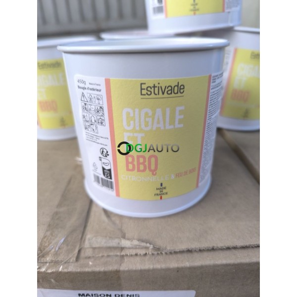 (Envoi nous consulter) 1 Palette de 750 bougies parfumées citronelle et feu de bois Estivade Cigale et BBQ Made in France