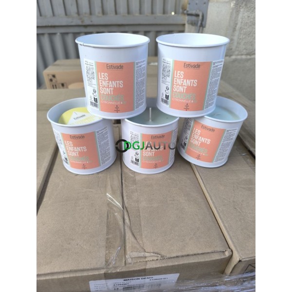 (Envoi nous consulter) 1 Palette de 750 bougies parfumées citronelle et CBD Estivade Les enfants sont couchés Made in France