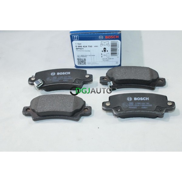 Jeu 4 plaquettes de frein arriere montage lucas Bosch BP931 0986424790 pour toyota corolla 9 IV E120 corolla verso AR10 