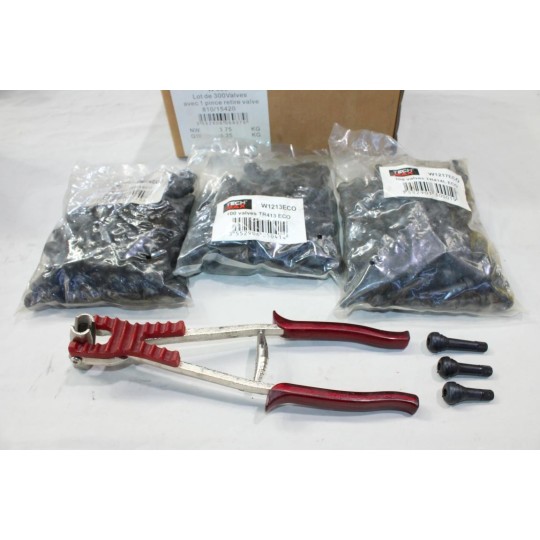 Pack 300 valves gonflages de roue pneu avec pince retire valve Tech max W005 810/15420 - 3 dimensions TR413 TR414 TR41 