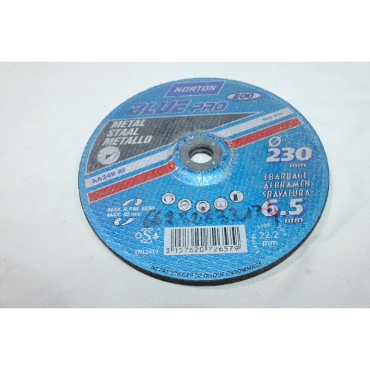 Disque à ebarbage metal 230mm 6.5mm Norton AA24R-BF blue pro 200 