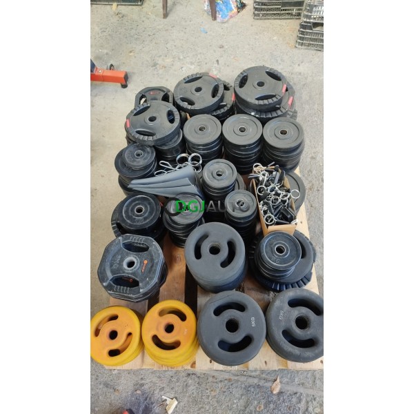 (Envoi nous consulter) Ensemble 167 disques de poids musculation (total 401kg 3 marques différentes) avec son support démonté