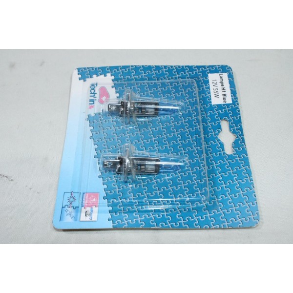 Blister 2 ampoules de phare H1 bleu 12V 55W Techin STLHBLUE-BLIX2 12971530 pour fiat alfa romeo lancia citroen peugeot mercedes 