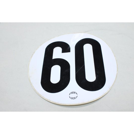 Autocollant rond fond blanc 200mm information limitation vitesse 60 60KM/H poids lourd engin agricole tracteur bus 