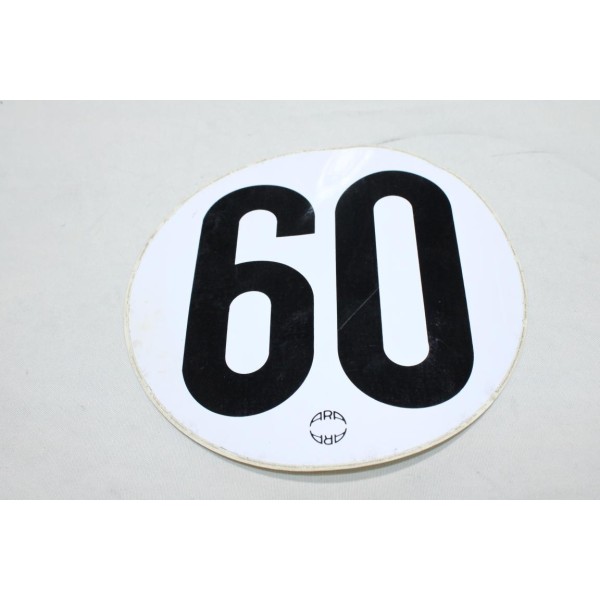 Autocollant rond fond blanc 200mm information limitation vitesse 60 60KM/H poids lourd engin agricole tracteur bus 
