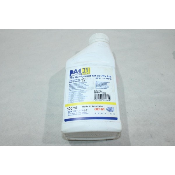 Bidon flacon 500ML huile lubrifiant pour compresseur climatisation ISO grade 68 AA1 Hella 8FX351214-031 
