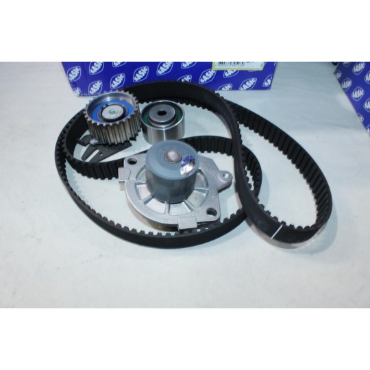 Kit distribution galets tendeur + enrouleur + courroie + pompe à eau Sasic 3906005 OEM 46515970 + 71719643 + 71747799 + 