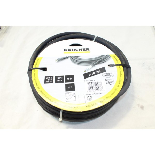 Tuyau flexible 10m 10 mètres raccord 10mm 155°C C250B DN6 ID6 Karcher 6.389-853.0 pour nettoyeur haute pression karcher 