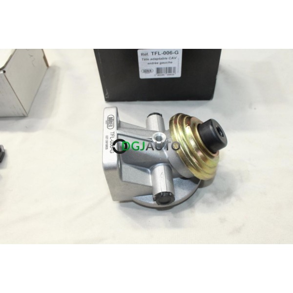 Support tete de filtre à carburant gazoil CAV avec pompe amorcage entrée gauche Durer TFL-006-G 