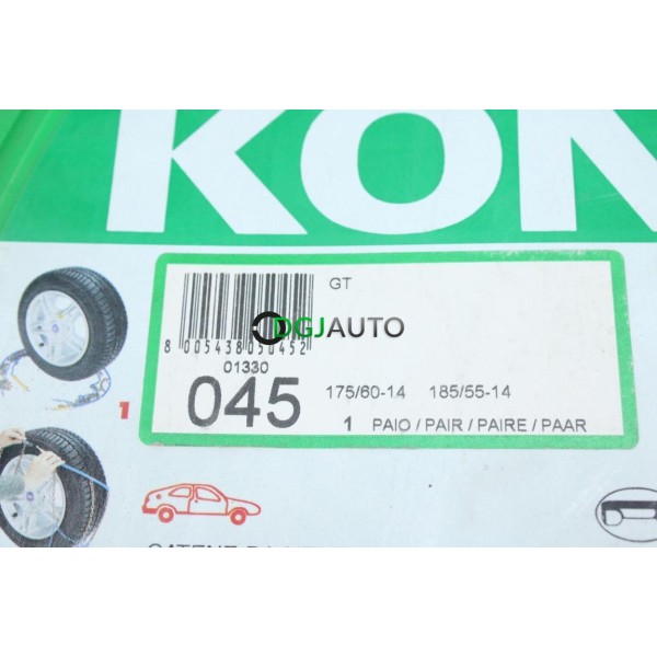 Jeu 2 chaines neige Konig °045 pour pneu roue jante 175/60/14 185/55/14 175 60 14 185 55 14