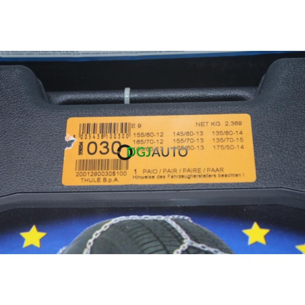 Jeu 2 chaines neige Thule E9 N°030 pour pneu roue jante 155/80/12 165/70/12 165/65/13 145/80/13 155/70/13 175/60/13 135/80/14