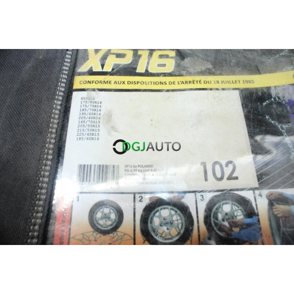 Jeu 2 chaines neige Polaire N°102 XP16 pour pneus roue jante 650/14 175/80/14 175/75/14 185/70/14 195/65/14 205/60/14 165/75/15
