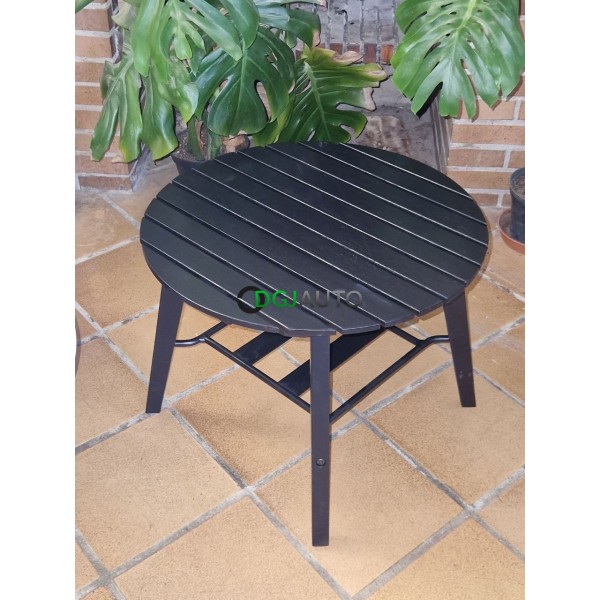 Table basse extérieur Alinea Zoula 27365281 noir alu et eucalyptus FSC 52.30x40x52.30