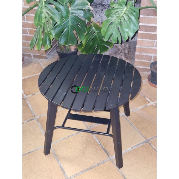 Table basse extérieur Alinea Zoula 27365281 noir alu et eucalyptus FSC 52.30x40x52.30